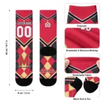 Maryland Terrapins Socks Personalized Argyle Pattern Red Best Selling