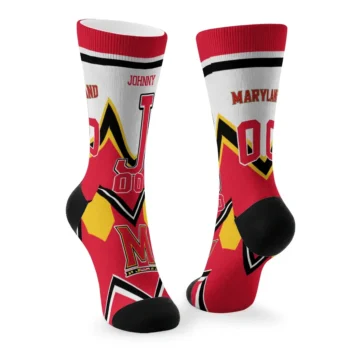 Maryland Terrapins Socks Personalized Arrow Blocks Red Fashion Forward