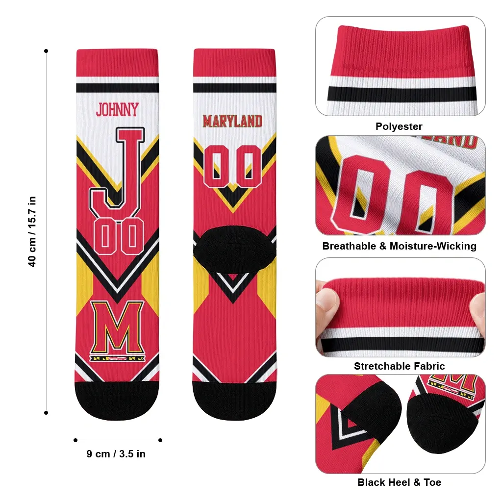 Maryland Terrapins Socks Personalized Arrow Blocks Red High Quality Maryland Terrapins Socks Personalized Arrow Blocks Red High Quality