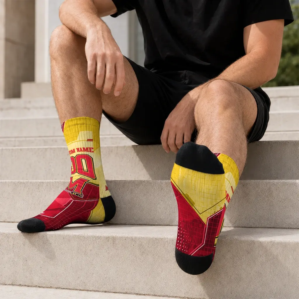 Maryland Terrapins Socks Personalized Geometric Tech Red Latest Model Maryland Terrapins Socks Personalized Geometric Tech Red Latest Model