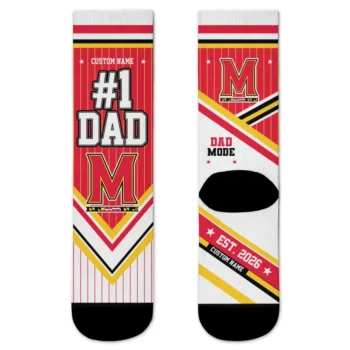 Maryland Terrapins Socks Personalized Pinstripe Chevron Red White Best Selling