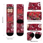 Maryland Terrapins Socks Personalized Scattered Icons Red Best Selling