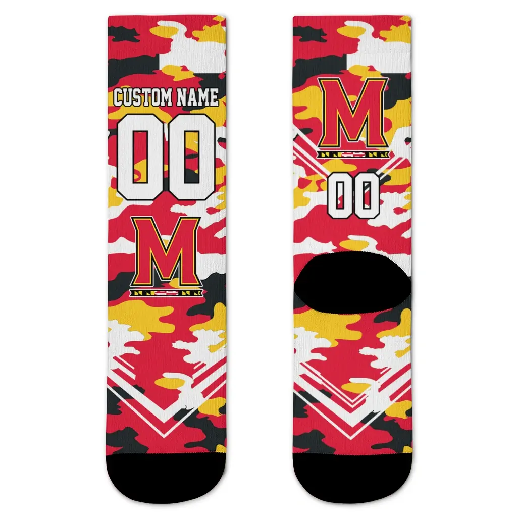 Maryland Terrapins Socks Personalized Woodland Camo Red Best Selling Maryland Terrapins Socks Personalized Woodland Camo Red Best Selling