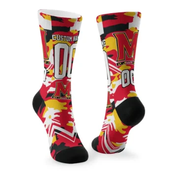 Maryland Terrapins Socks Personalized Woodland Camo Red Fashion Forward