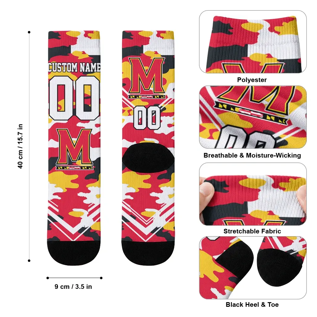 Maryland Terrapins Socks Personalized Woodland Camo Red High Quality Maryland Terrapins Socks Personalized Woodland Camo Red High Quality