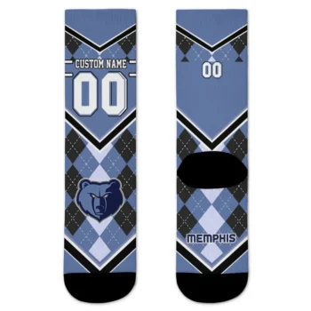Memphis Grizzlies Socks Custom Argyle Pattern Blue Best Selling