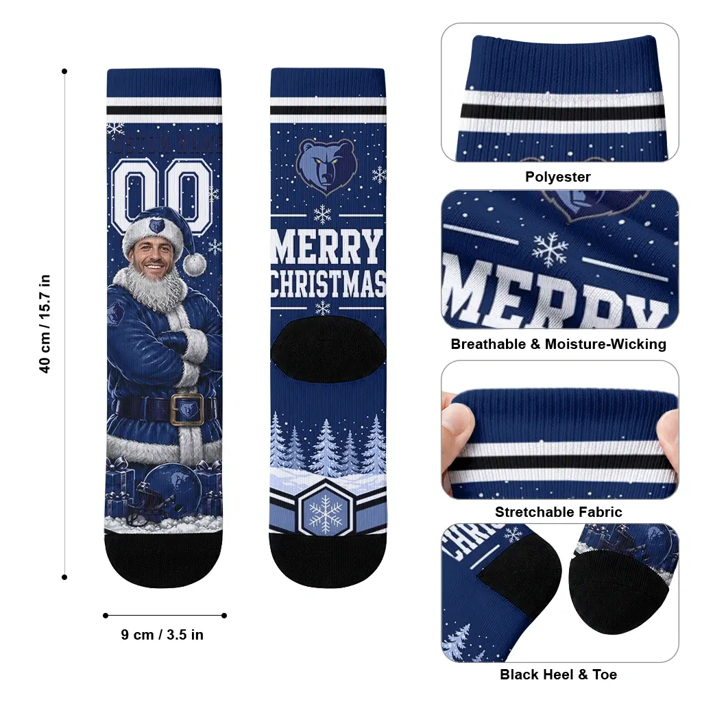 Memphis Grizzlies Socks Custom Snowy Scene Blue White High Quality Memphis Grizzlies Socks Custom Snowy Scene Blue White High Quality