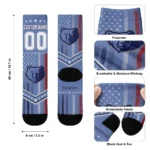Memphis Grizzlies Socks Custom Star Stripes Blue White Best Selling