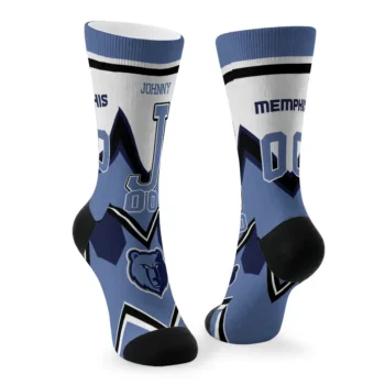 Memphis Grizzlies Socks Customized Arrow Blocks Blue Fashion Forward