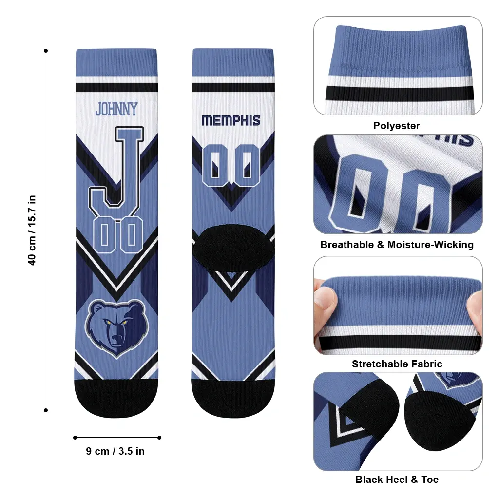 Memphis Grizzlies Socks Customized Arrow Blocks Blue High Quality Memphis Grizzlies Socks Customized Arrow Blocks Blue High Quality