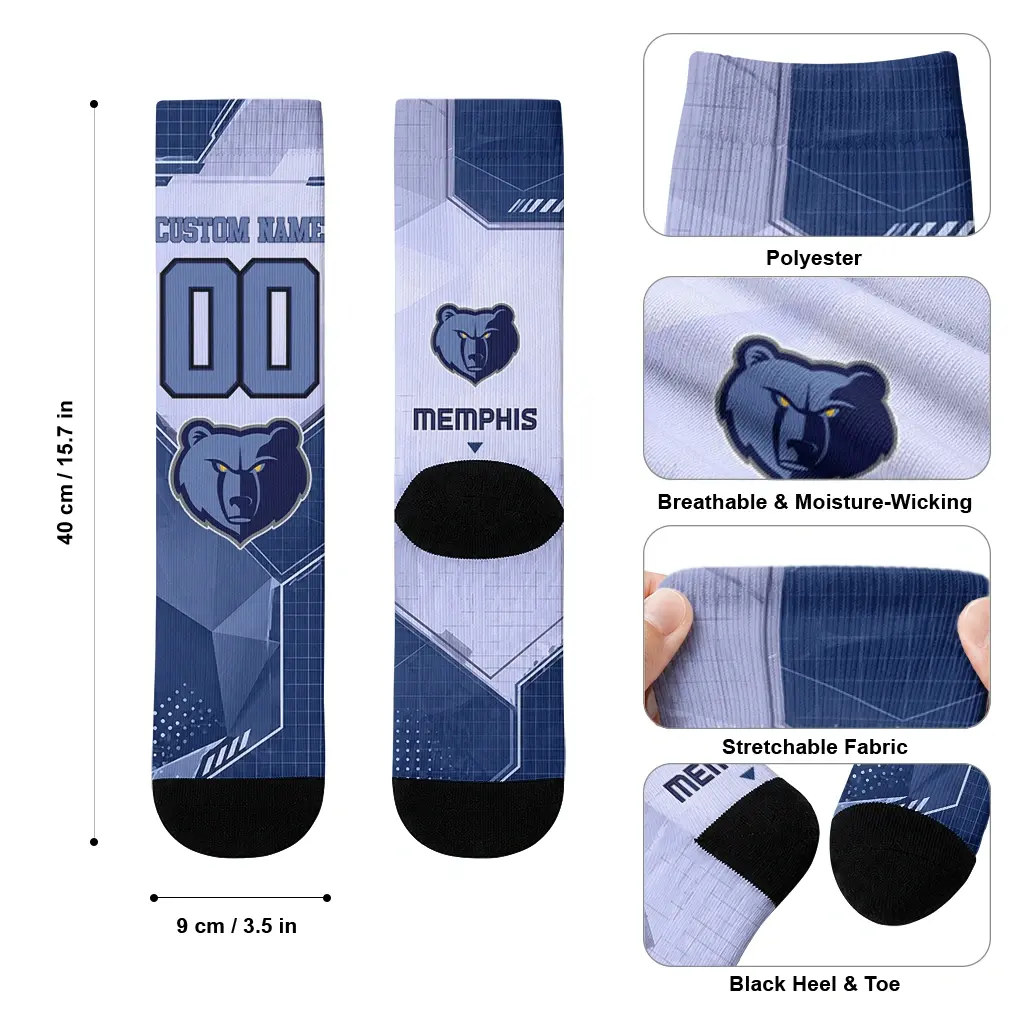 Memphis Grizzlies Socks Personalized Geometric Tech Blue High Quality Memphis Grizzlies Socks Personalized Geometric Tech Blue High Quality