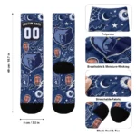 Memphis Grizzlies Socks Personalized Scattered Icons Blue Best Selling