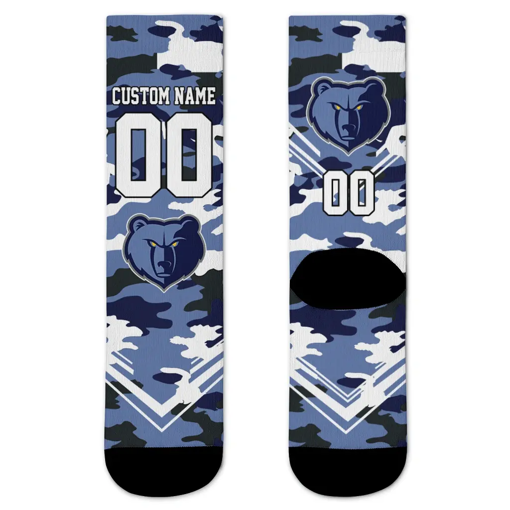 Memphis Grizzlies Socks Personalized Woodland Camo Blue Best Selling Memphis Grizzlies Socks Personalized Woodland Camo Blue Best Selling