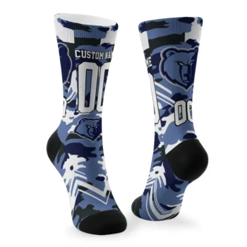 Memphis Grizzlies Socks Personalized Woodland Camo Blue Fashion Forward