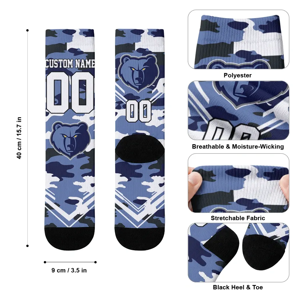 Memphis Grizzlies Socks Personalized Woodland Camo Blue High Quality Memphis Grizzlies Socks Personalized Woodland Camo Blue High Quality