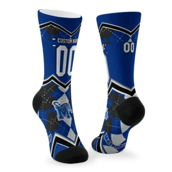 Memphis Tigers Socks Customized Argyle Pattern Blue Fashion Forward