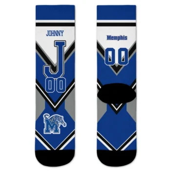 Memphis Tigers Socks Customized Arrow Blocks Blue Best Selling