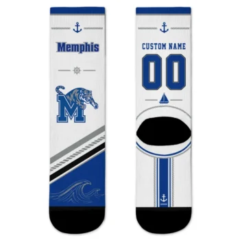 Memphis Tigers Socks Customized Nautical Icons Blue White Best Selling
