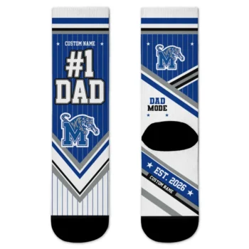 Memphis Tigers Socks Customized Pinstripe Chevron Blue White Best Selling