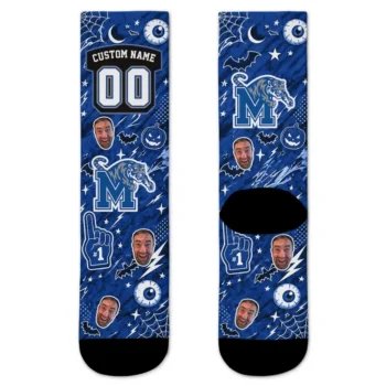 Memphis Tigers Socks Customized Scattered Icons Blue Best Selling