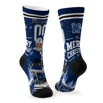 Memphis Tigers Socks Customized Snowy Scene Blue White Fashion Forward