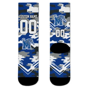Memphis Tigers Socks Customized Woodland Camo Blue Best Selling