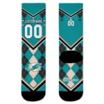 Miami Dolphins Socks Custom Argyle Pattern Aqua Best Selling