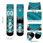 Miami Dolphins Socks Custom Argyle Pattern Aqua Best Selling