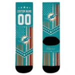 Miami Dolphins Socks Custom Star Stripes Aqua White Best Selling