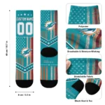 Miami Dolphins Socks Custom Star Stripes Aqua White Best Selling