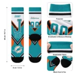 Miami Dolphins Socks Customized Arrow Blocks Aqua Best Selling