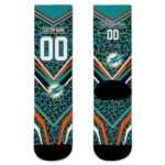 Miami Dolphins Socks Customized Leopard Print Aqua Black Best Selling