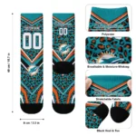 Miami Dolphins Socks Customized Leopard Print Aqua Black Best Selling