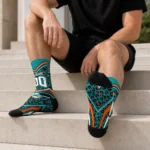 Miami Dolphins Socks Customized Leopard Print Aqua Black Best Selling