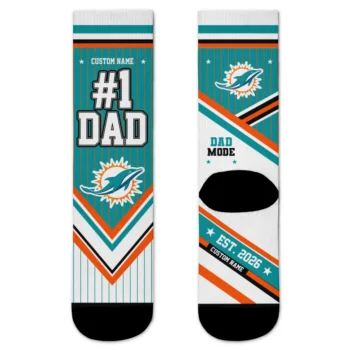 Miami Dolphins Socks - Customized Pinstripe Chevron Aqua White