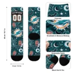 Miami Dolphins Socks Personalized Scattered Icons Aqua Best Selling