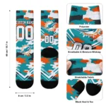 Miami Dolphins Socks Personalized Woodland Camo Aqua Best Selling
