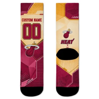Miami Heat Socks Custom Geometric Tech Red Best Selling