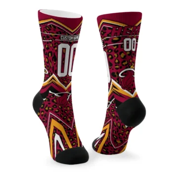 Miami Heat Socks Personalized Leopard Print Red Black Fashion Forward