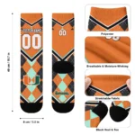 Miami Hurricanes Socks Personalized Argyle Pattern Orange Best Selling