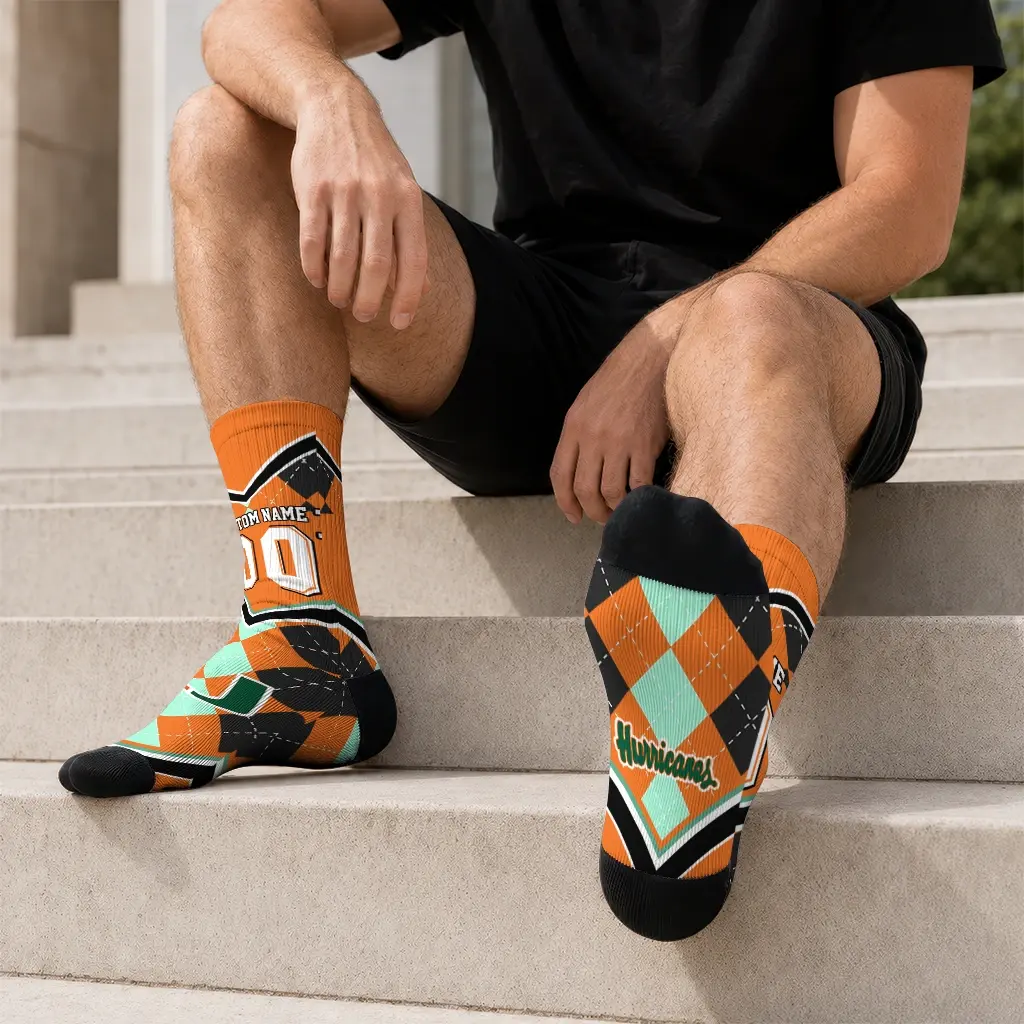 Miami Hurricanes Socks Personalized Argyle Pattern Orange Latest Model Miami Hurricanes Socks Personalized Argyle Pattern Orange Latest Model