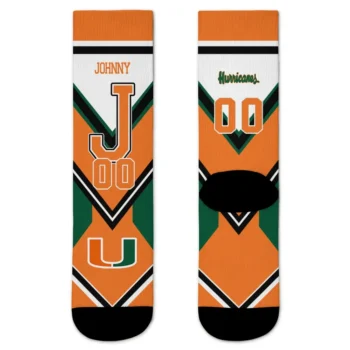 Miami Hurricanes Socks Personalized Arrow Blocks Orange Best Selling