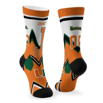 Miami Hurricanes Socks Personalized Arrow Blocks Orange Fashion Forward