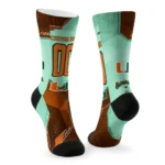 Miami Hurricanes Socks Personalized Geometric Tech Orange Best Selling
