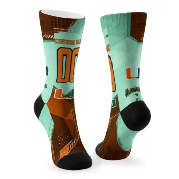 Miami Hurricanes Socks Personalized Geometric Tech Orange Fashion Forward