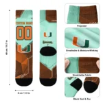Miami Hurricanes Socks Personalized Geometric Tech Orange Best Selling