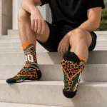 Miami Hurricanes Socks Personalized Leopard Print Orange Black Best Selling