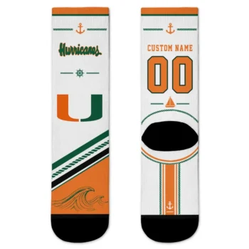 Miami Hurricanes Socks Personalized Nautical Icons Orange White Best Selling