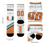 Miami Hurricanes Socks Personalized Nautical Icons Orange White Best Selling