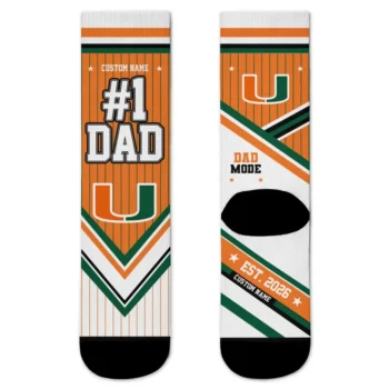 Miami Hurricanes Socks Personalized Pinstripe Chevron Orange White Best Selling